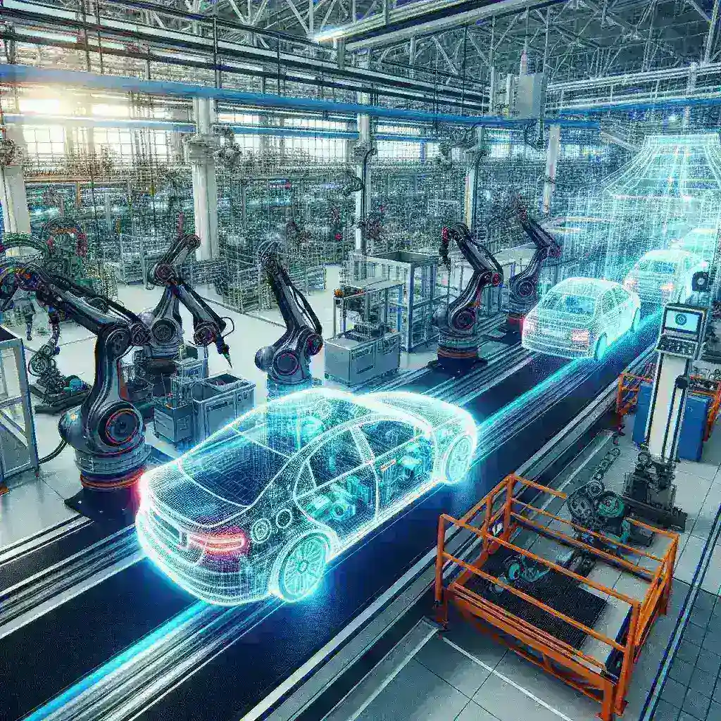 "Gemelos digitales en fábricas de automoción en El País Vasco, optimizando procesos de producción y aumentando eficiencia en la industria automotriz."